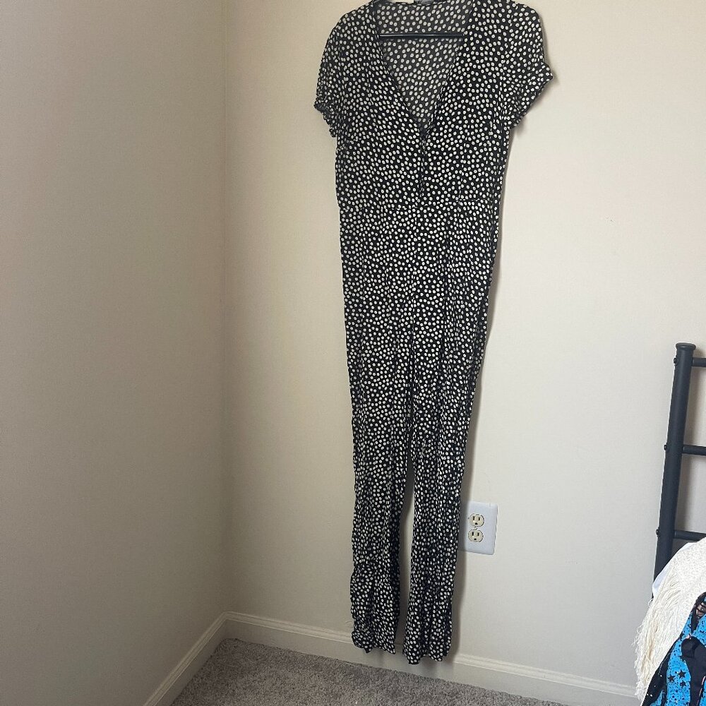 ZARA Black Floral Daisy Print Jumpsuit - Size L